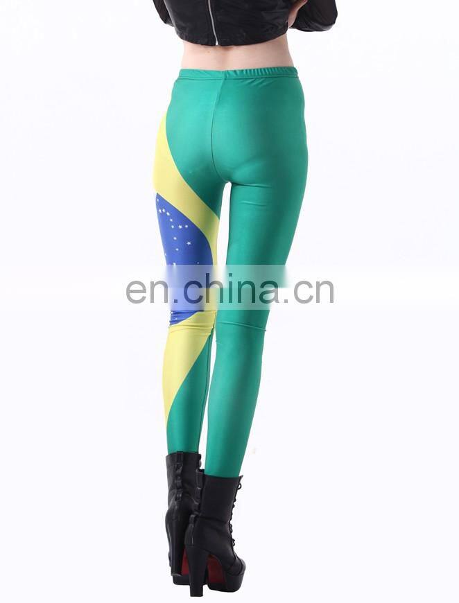 Wholesale no moq paypal accept green Brazil flag elegant galaxy leggings