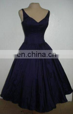 Free Shipping V-Neck Taffeta A-Line Navy Blue Cocktail Dresses
