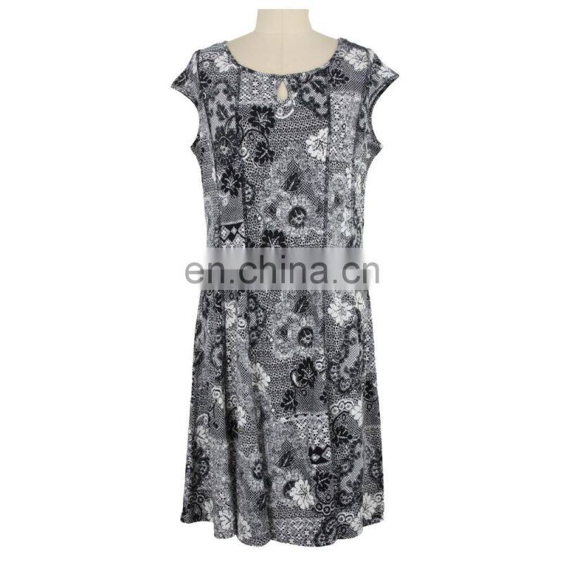 Black/White Floral Drawing Senior Women Dress Wear Guangzhou OEM
