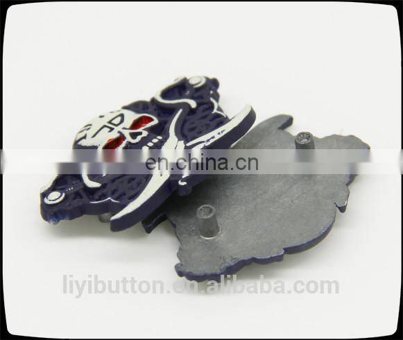 decoration metal garment label, high end metal label painting with skull logo