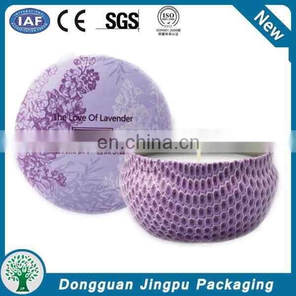 wholesale custom printed emboss small round new scented soy candle tin box