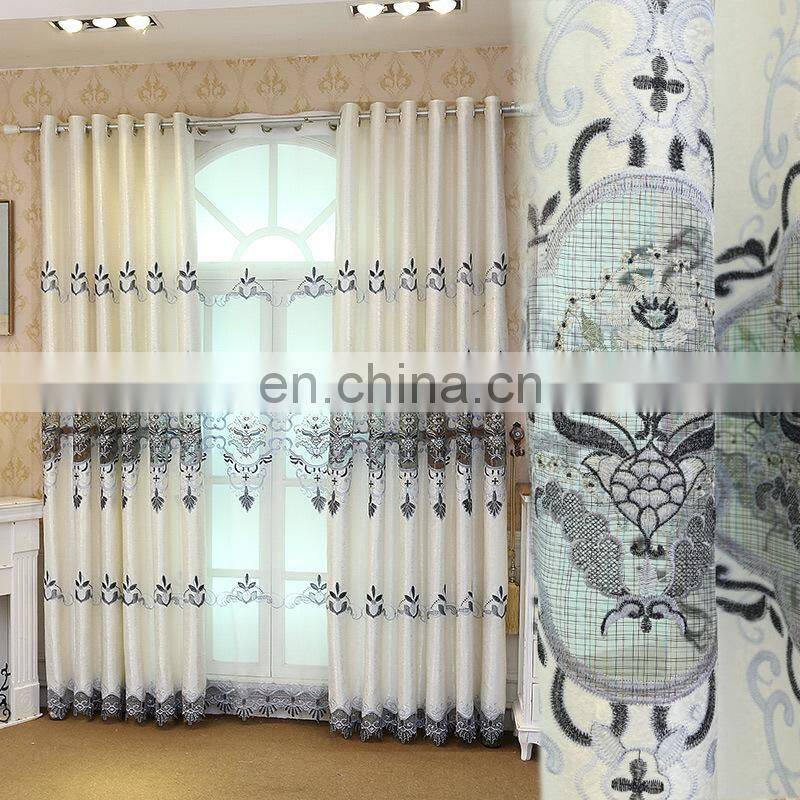 Europe type new yellow white hollow out embroider curtain 50% blackout