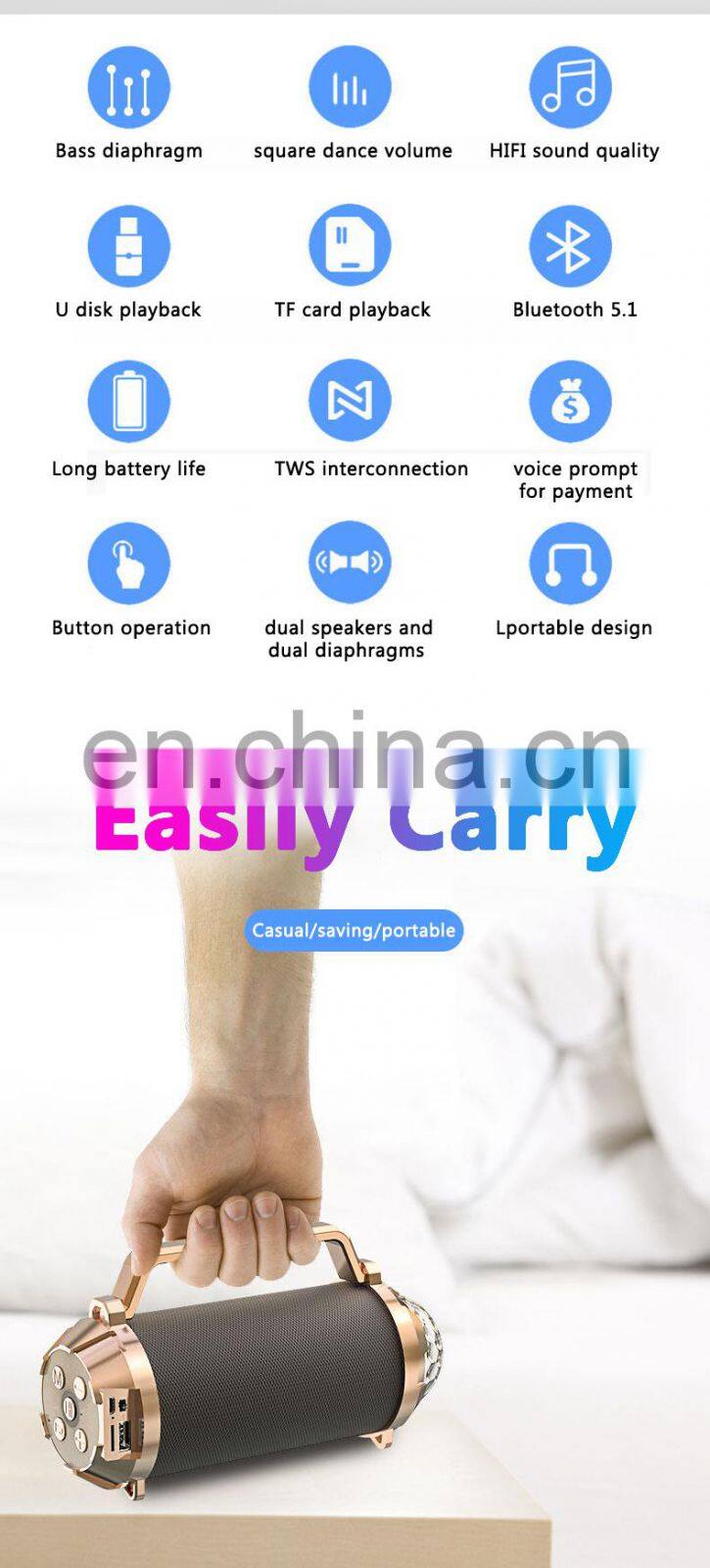 Mini speaker 2020 wholesale OEM/ODM remote control mobile phone/computer 5.0 1200MAH high capacity