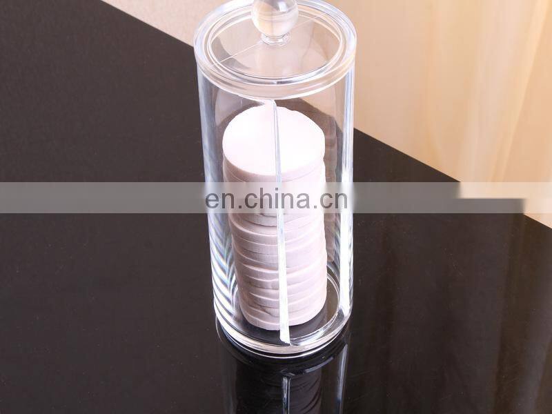 Acrylic Cotton Swab Organizer Box Portable Round Container Storage Case Make up & Pad For Home Hotel Office