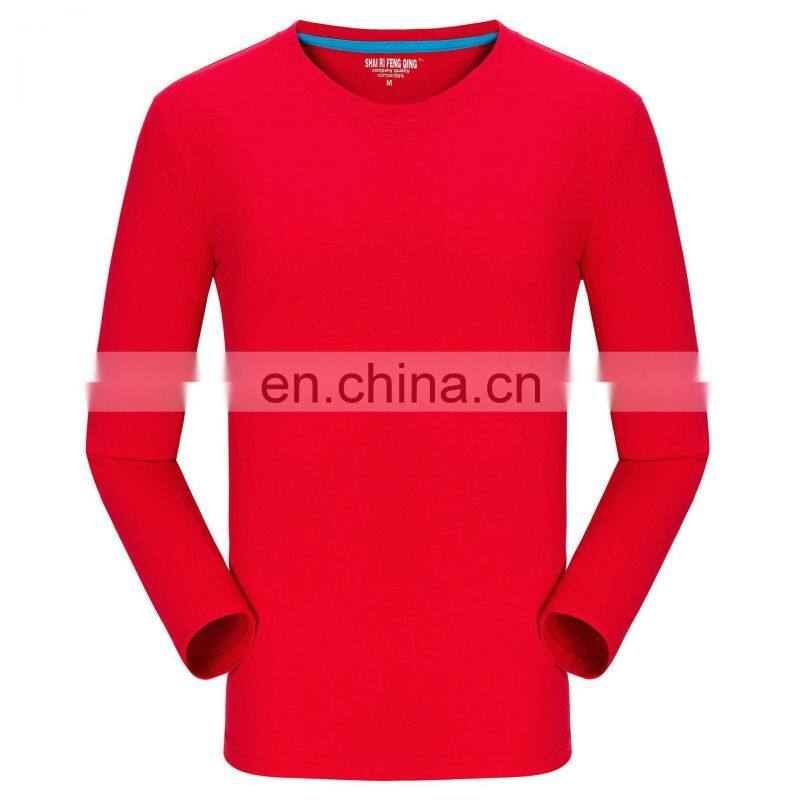 Clothing wholesale custom brand 100% Organic cotton high quality round neck plus size men's sportswear long-sleeved t-shirt