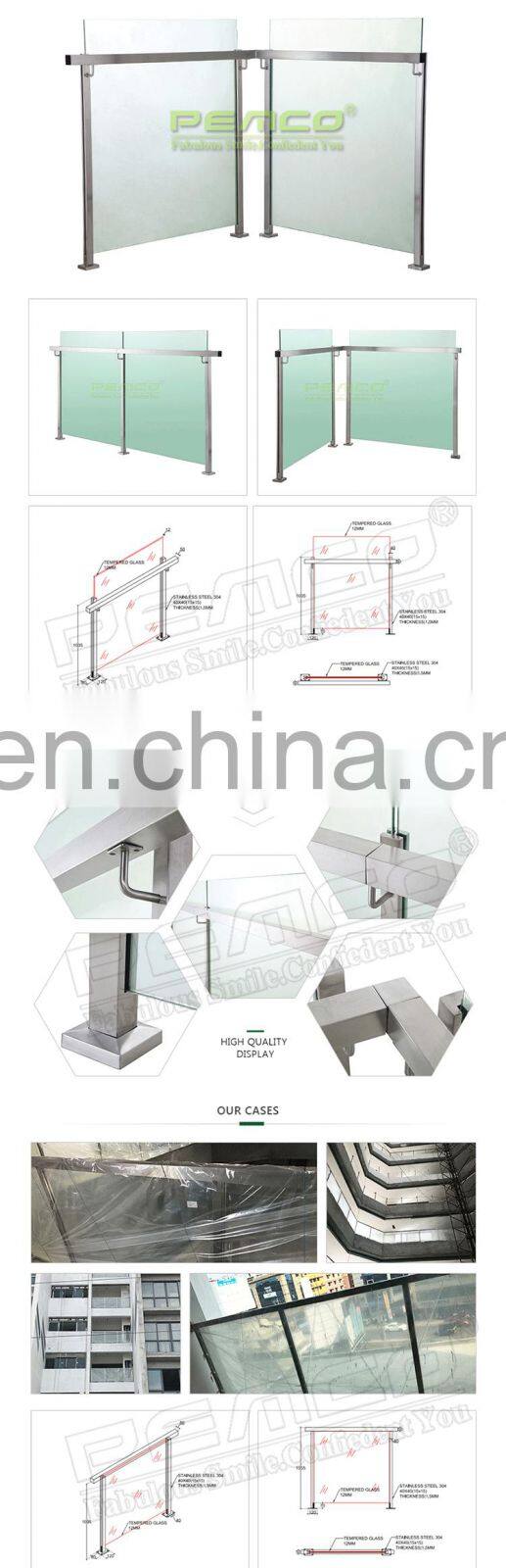 Modern design stainless railing glass fixing Stair Balustrade Handrail