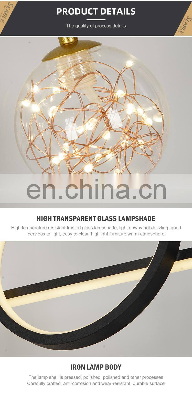 Unique Style Decoration Indoor Home Restaurant Large Modern LED Black Golden Chandelier