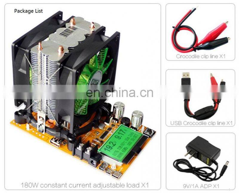 12V 24V 48V Lead-acid Lithium 180W Constant Current Electronic Load 200V 20A Battery Tester Discharge Capacity Tester