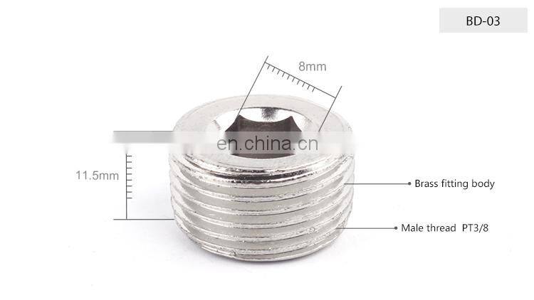 SNS BD Series brass male threaded pneumatic connector easy choke head block copper pipe light fitting