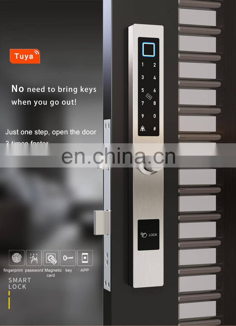 Tuya Smart Access Control Keyless Electronic Key Code Door Locks With APP And Code For Aluminum Frame Sliding Door with doorbell