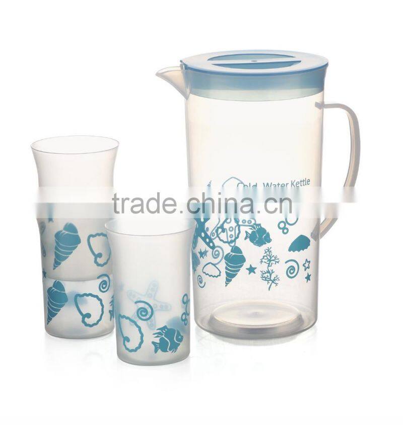 2.4L Plastic Water Jug with 4 cups plastic water pitcher water kettle