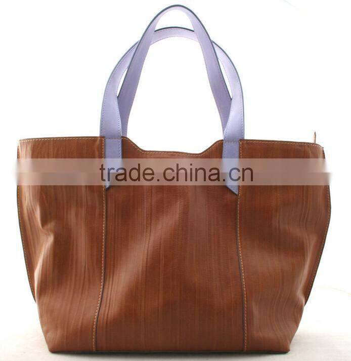 Wood grain lady leather handbag