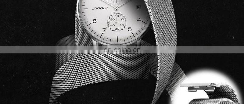 SINOBI Minimalism Man Wristwatch Date Window Sliver Gentleman Watch Professional OEM Watch Manufacturer Factory