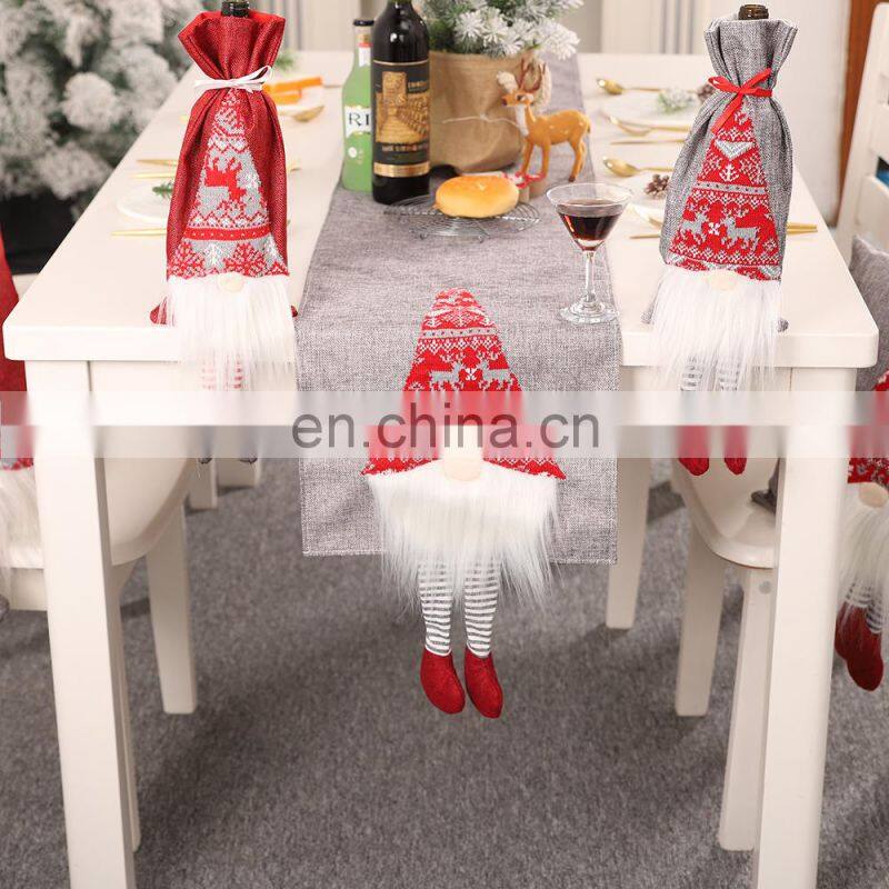 Christmas Table Runner with Elf Legs 3D Faceless Dolls Santa Claus Table Runners Christmas Theme Tablecloth