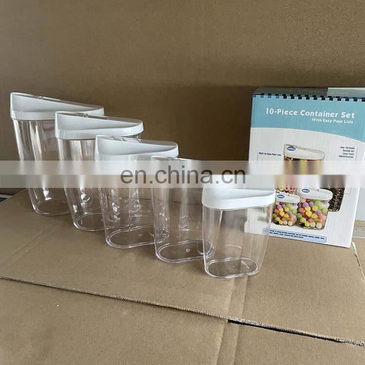 5 Pack Plastic Cereal Containers Storage Set With Easy Pour Lid