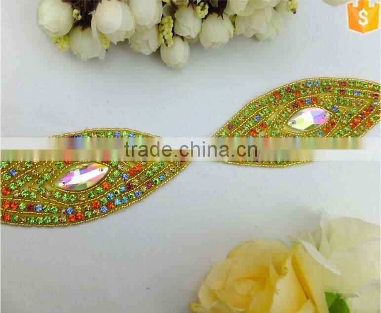 Colorful Diamante Beaded Trim Craft Applique
