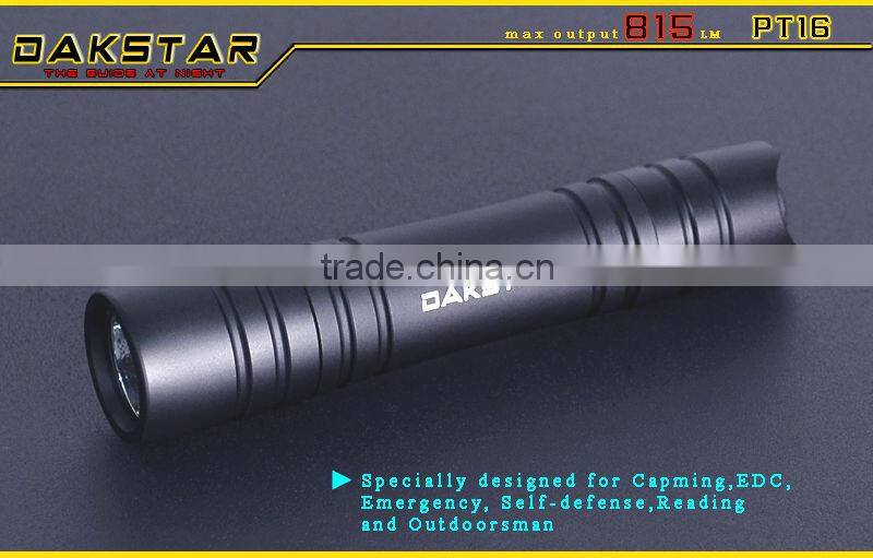 DAKSTAR PT16 CREE LED XML T6 815LM 18650 Rechargeable Aluminum Mini Police Emergency Pocket LED Flashlight