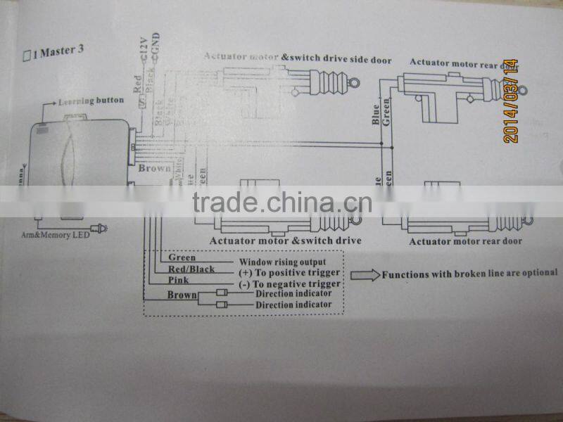 Newest car central locking system with transmitter with window closer output