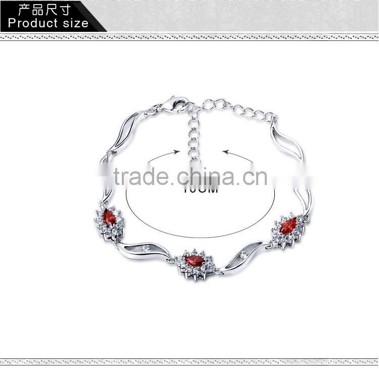 Casual Style Jewelry Fashion Flower Charms Platinum Plated Brass Jewelry Bracelet