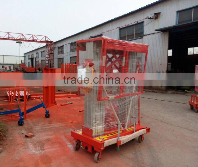 Aluminum hydraulic lift platform / hydraulic double mast aluminum alloy lift