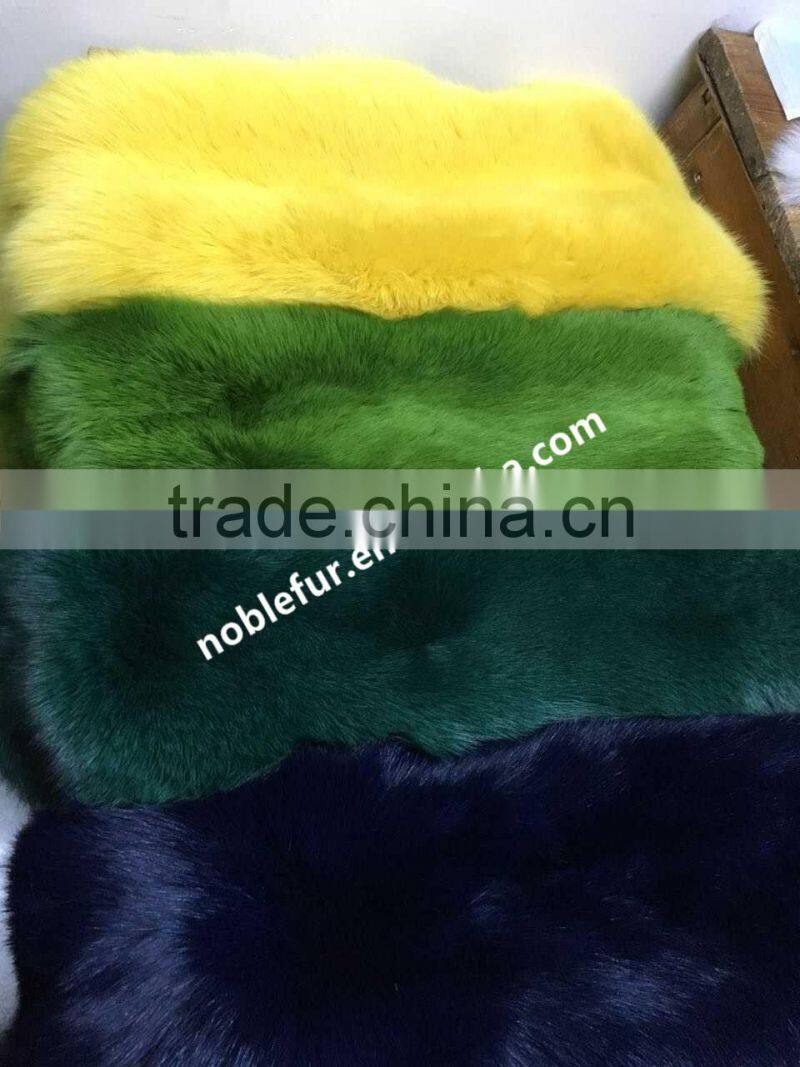 Luxury Real Genuine fox fur blanket super soft Dyed Candy Color Blue fox fur blanket