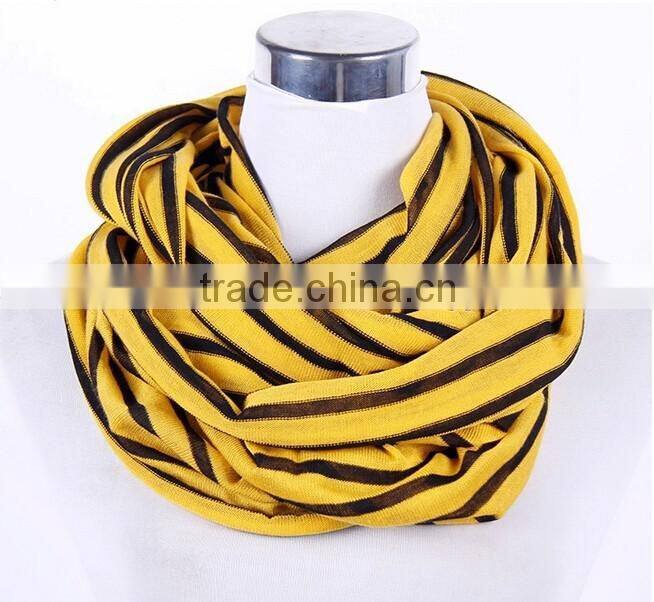 Custom Striped Cotton Knitted Jersey Infinity Scarf
