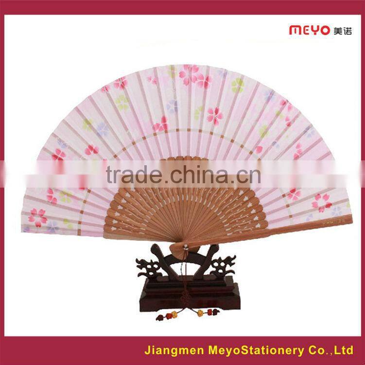 2015 Decorative Gift Customized Bamboo Round Silk Hand Fan