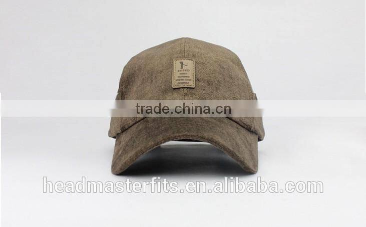 Custom Sports Hemp Caps Washed denim 6 panel Baseball Cap From China