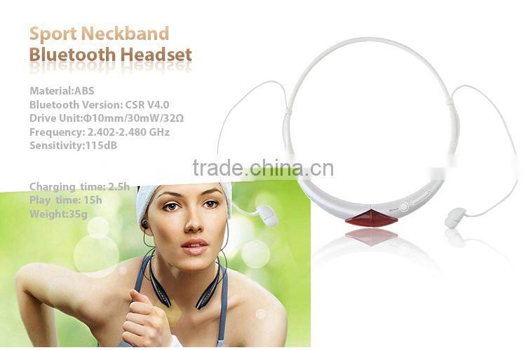 Wireless Bluetooth Headset - Bluetooth v4.0 with Memory Flex Neckband Design