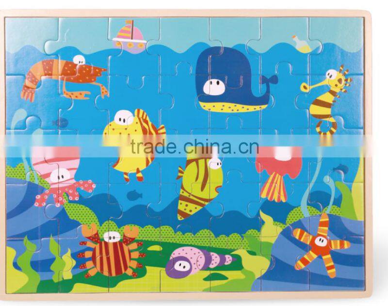 china online shopping 28 pcs hot-sale sea animal baby's safety gift small size puzzle wooden boxkids domino game set