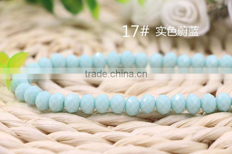 Solid Blue 2mm to 12mm AAA Quality Wholesales Price Loose Jade Crystal Facted Roundelles Glass Beads for Jewelry Cheapest