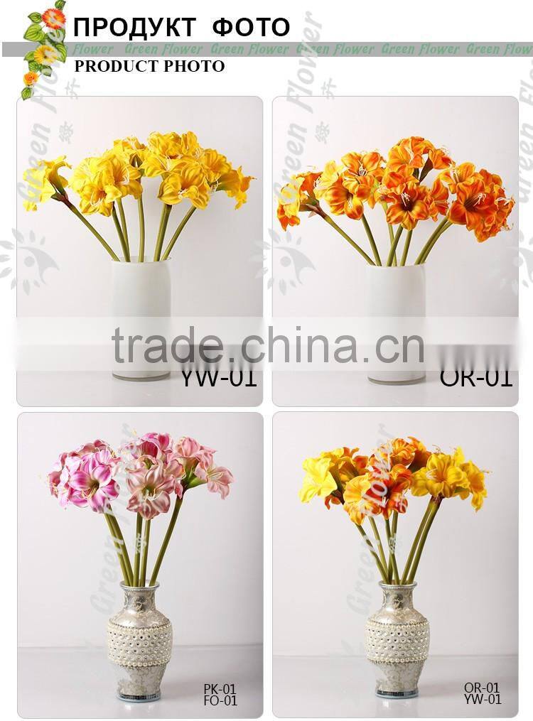 2016 Wholesale Multicolor Latex Artificial PU Flowers Amaryllis Real Touch Bouquet Wedding Bridal Decor Display Flower