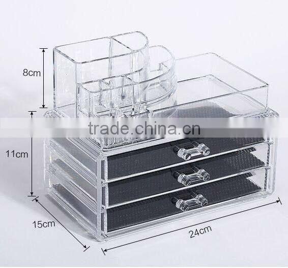 2016 fashion new design acrylic cosmetic organizer make up box