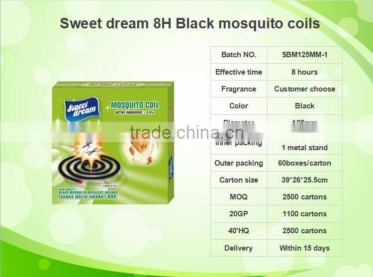 2016 Promotion Sweet Dream Brand 125mm 8 Hour Smoke Free Effective Mosquito Killer