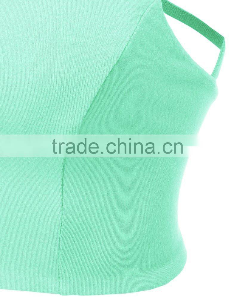 Womens Fitted Halter Cut Out Back Bralette Crop Tops women 2016