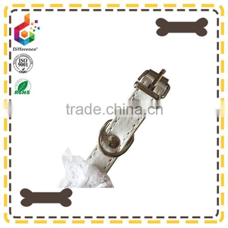 White lace PU dog collar