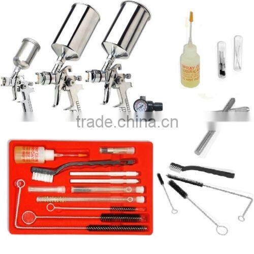 Professional HVLP Paint Gun Set PLUS 23pc Spray Cleaning Kit Gravity
