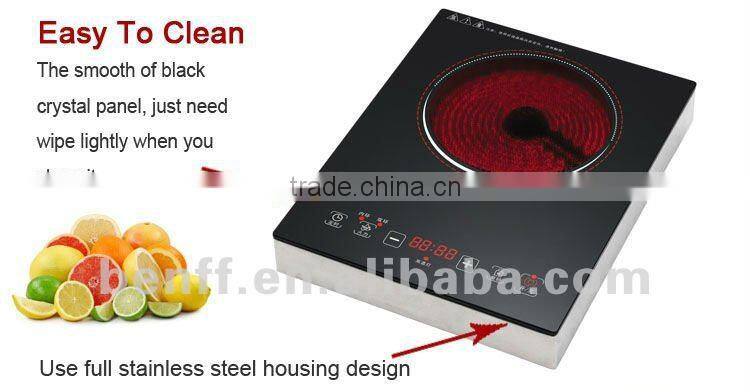Stainless steel body single burner portable stove cooker hob ceramic glass