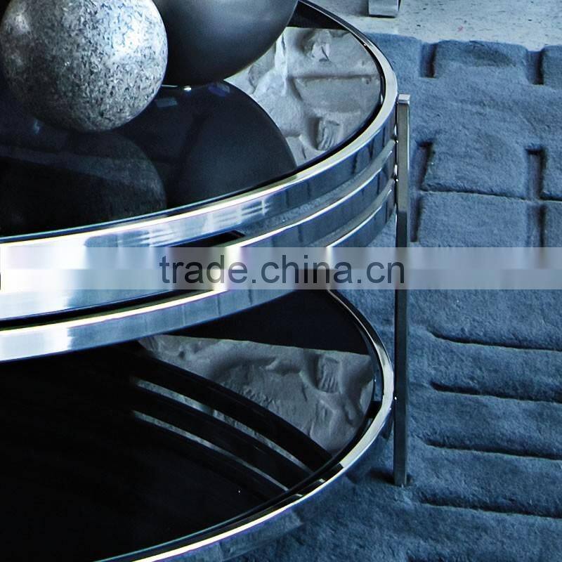 2 layer glass coffee table, round coffee table, Ula coffee table CT-012