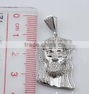 Wholesale Fashion Hip Hop Jewelry Gold Plated 925 Sterling Silver CZ Created Diamond Jesus Face Head Pendant Piece Jesus Pendant