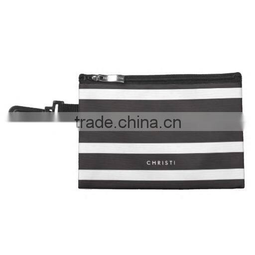 Custom Black & White Striped Makeup Bag