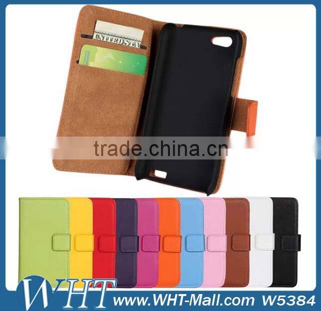 Top Quality Leather Flip Credit Card Slots Wallet Style Case Cover for HTC One V Mobile Phone Case