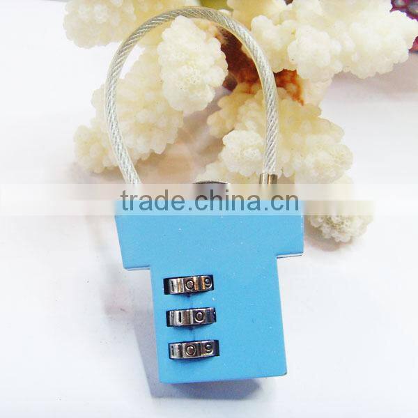 small 3-digital code retractable cable lock luggage
