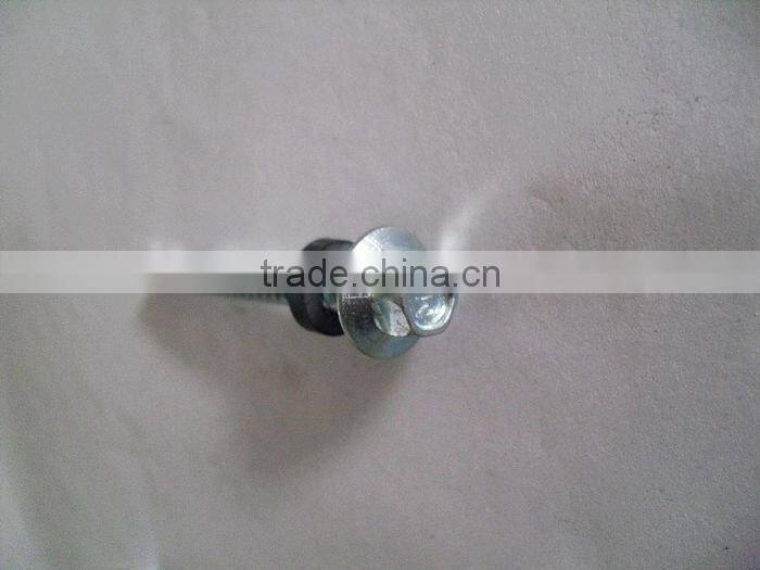 Hex flange head self drilling screw with EPDM washer