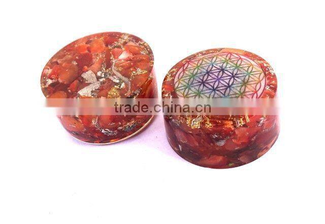 Carnelian Flower Of Life Orgonite Energy Tower Buster : Energetic Space Protectors