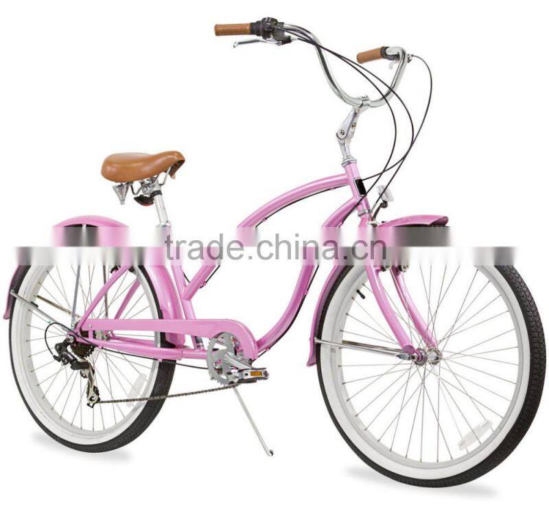 2016 26" pink 7 speed beach cruiser bike/crusier bicycle beach crusier bike/cruiser bike uk (PW-B26345)