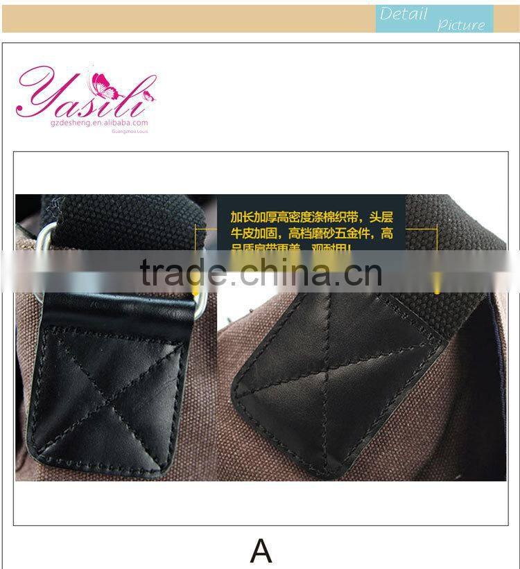 2015 Men's Vintage Canvas Leather School Military Shoulder Bag Messenger Travel Bag