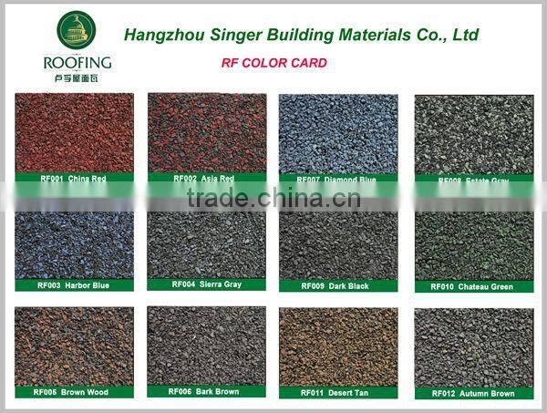 black/gray/yellow/blue/red/green color Mosaic roof asphalt shingle for roofing materials