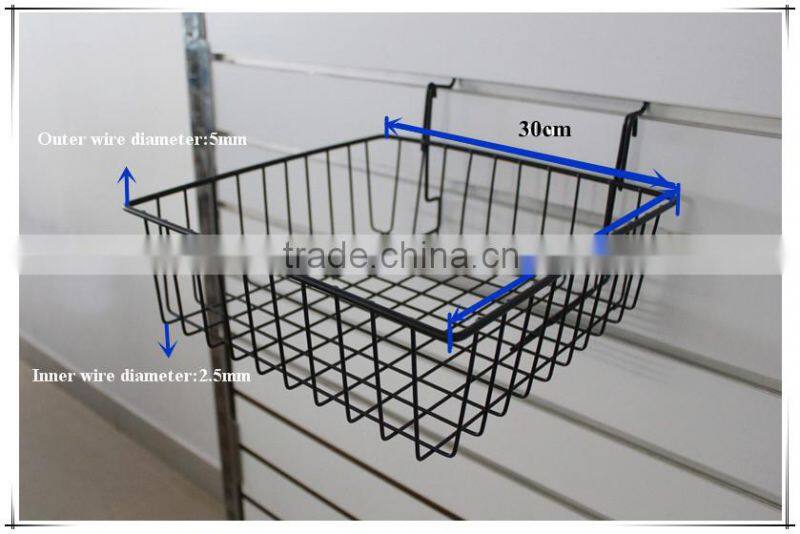 Slatwall metal hanging wire mesh basket