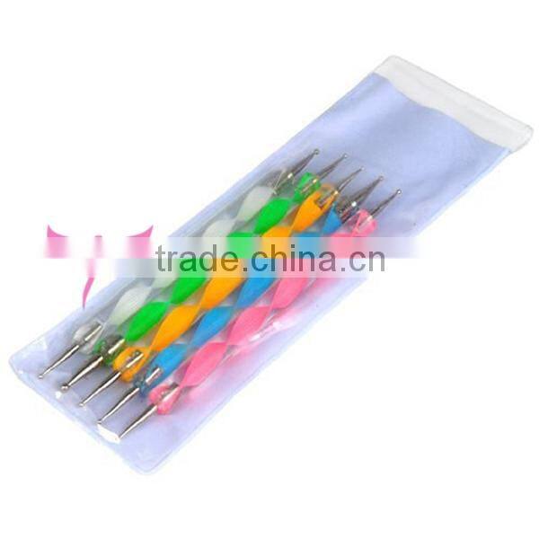 2 Ways wholesales crystal 2 ways 5 pcs wave printing 5colors pen nail dotting tool